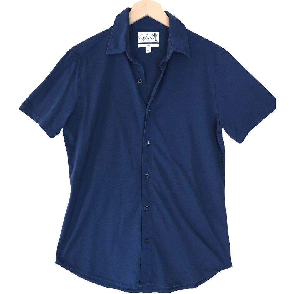 Bonobos Pima Cotton Short Sleeve Shirt S Navy Blue Slim Fit Casual Summer